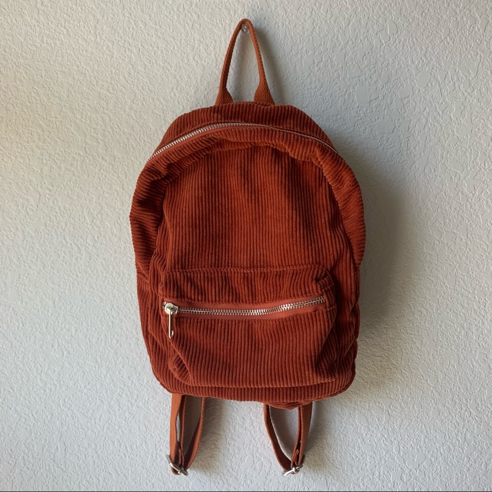 Burnt Orange Mini Corduroy Backpack